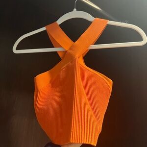 Aritzia orange halter neck top